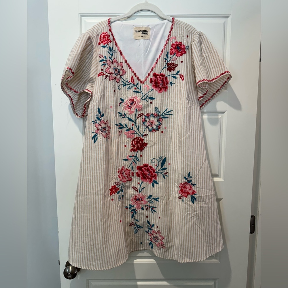 NWOT 3X Savanna Jane Striped Floral Mini Dress